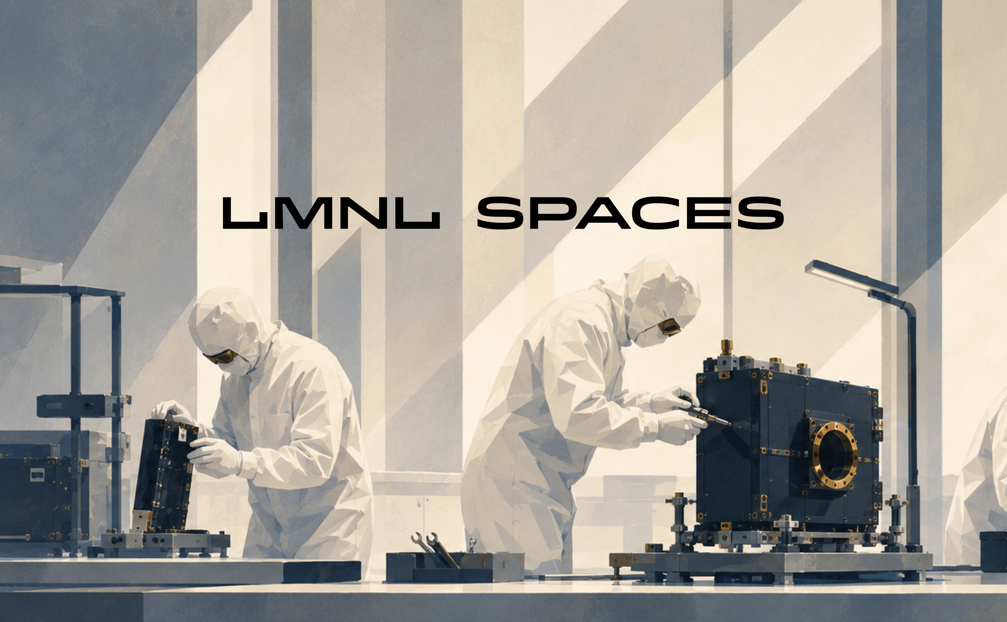 LMNL Spaces wordmark and project image-system composition